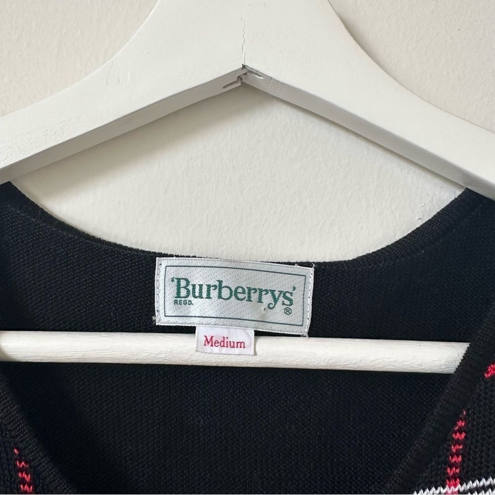 Vintage Burberry Check Plaid Zip-Front Knit Vest | Size M - Picture 4 of 7
